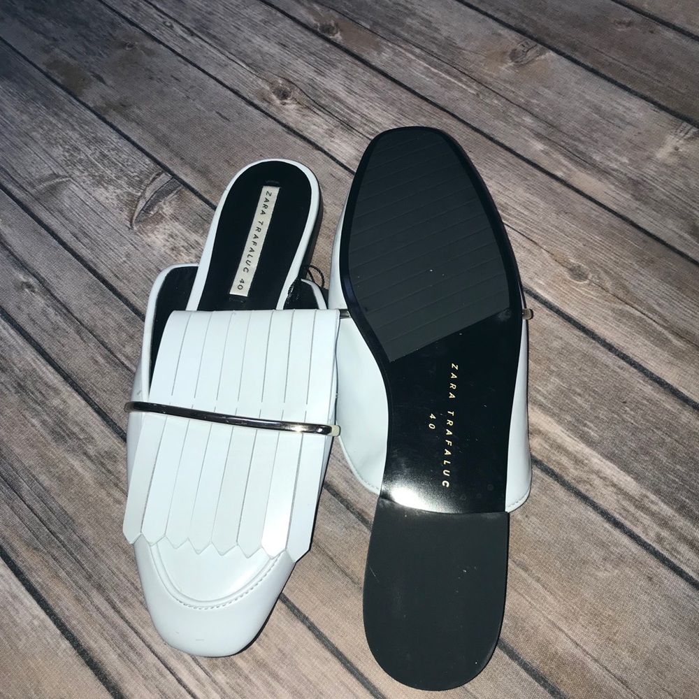 NWT Zara Sky Blue Fringe Loafers - Picture 3 of 3